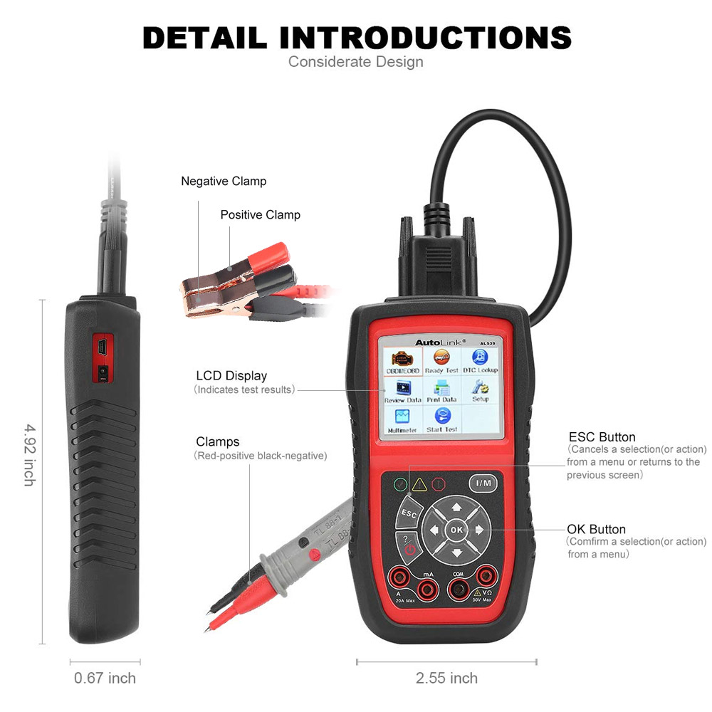 Autel AutoLink AL539B OBDII Code Reader & Electrical Test Tool Update Online With Multi Language