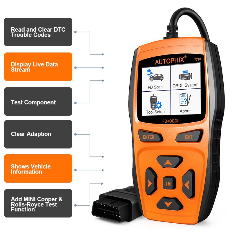 Autophix 7710 for Ford EPB DPF ABS SRS Oil FD+OBDII Multi Scan Tool 