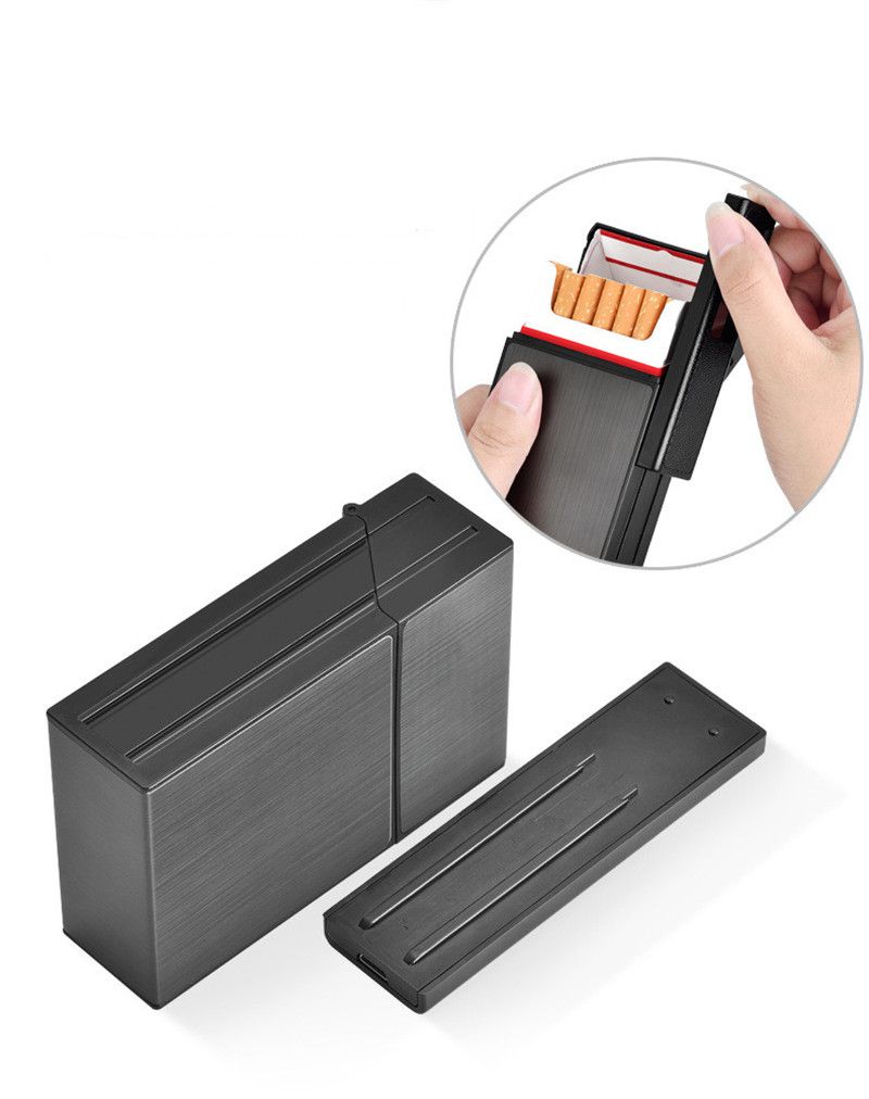 CC035A Brand New Detachable Metal Cigarette Case with USB Rechargeable Eletronic Lighter