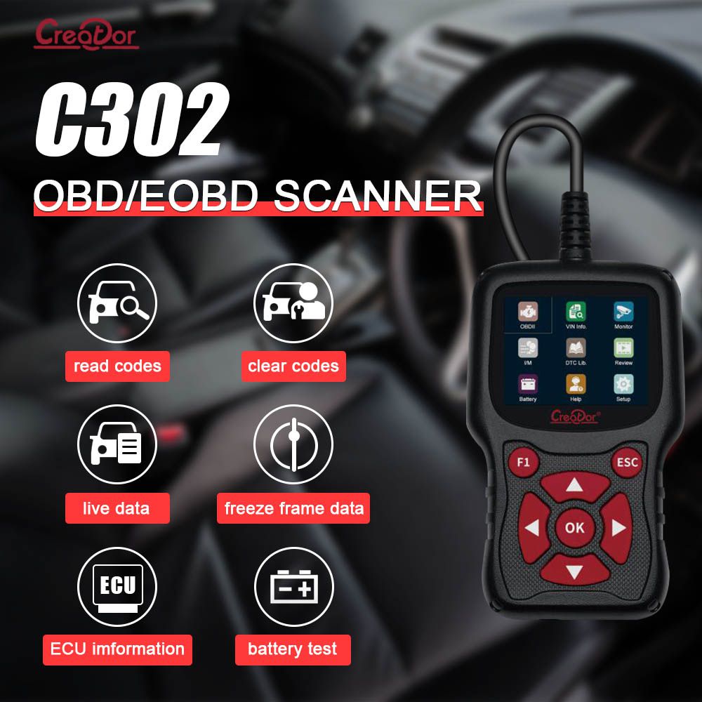 Creator C302 OBDII/EOBD Scanner OBDII Code Reader and Car Diagnostic Tool OBDII Automotive Scanner
