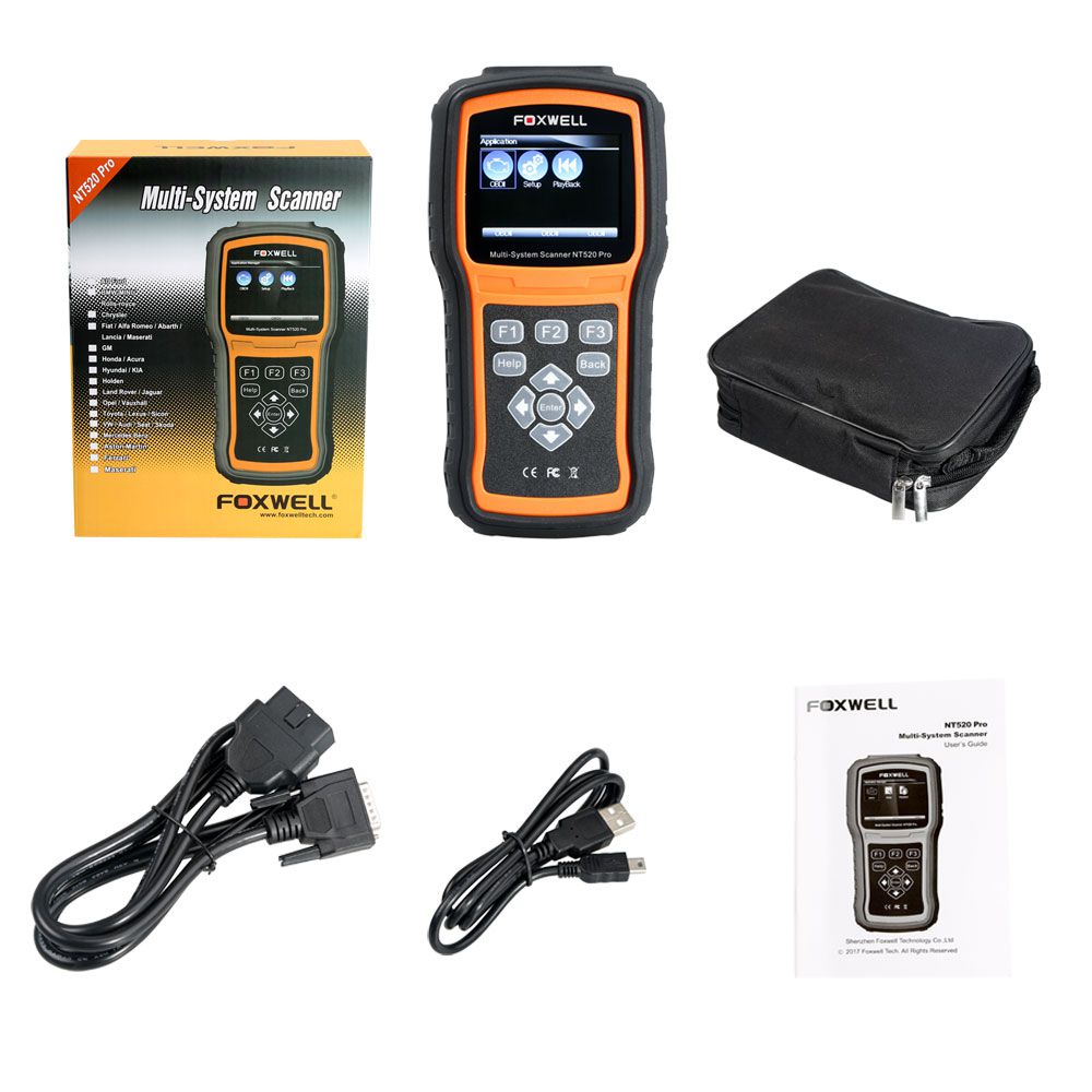 Foxwell NT520 Pro Multi-System Scanner with Free Mercedes Benz Software and Extra Foxwell Benz 38Pin and Extension Cable