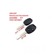 2005-2007 Remote Key 2+1 Button and Chip Separate ID:13 (313.8MHZ) for Honda