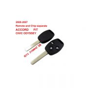 2005-2007 Remote Key For Honda 3 Button And Chip Separate ID:13 ( 315 MHZ ) fit ACCORD FIT CIVIC ODYSSEY