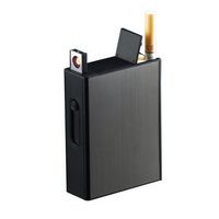 Metal Cigarette Case Full Pack 20 Regular Cigarettes Box with Flameless Windproof USB Rechargeable Electronic Lighter