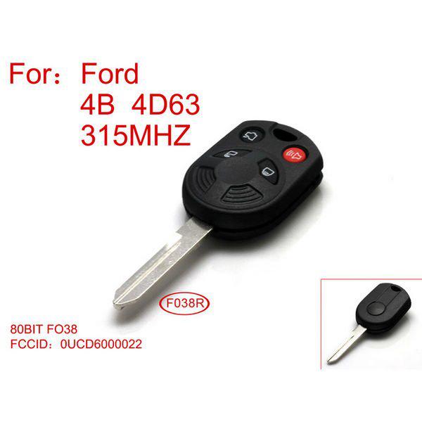 Remote Key 4D63-80BIT 4 Button 315mhz For Ford