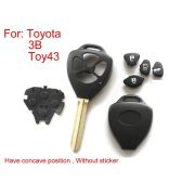 Remote Key Shell For Toyota 3 Button (Have Concave Position Without Sticker) 5pcs/lot