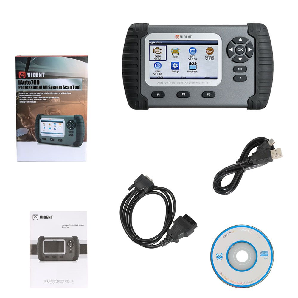 VIDENT iAuto700 Professional Car Full System Diagnostic Tool for Engine Oil Light EPB EPS ABS Airbag Reset Battery Configuration