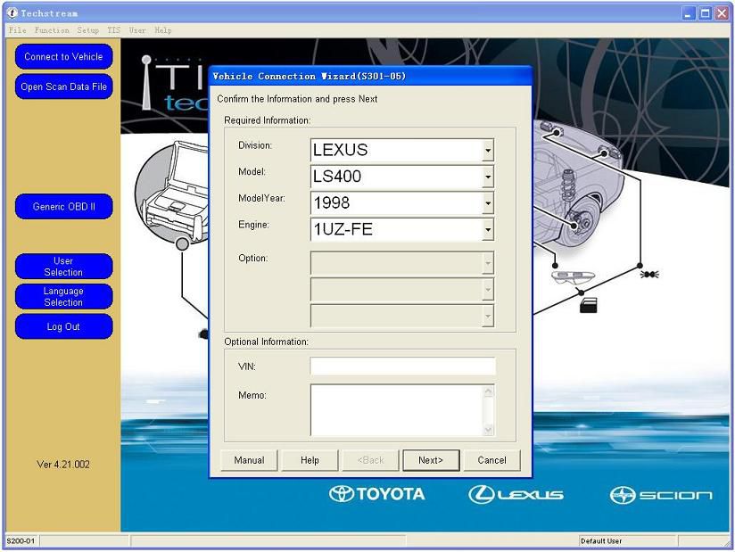 Toyota Diagnostic Cable Software Display 1